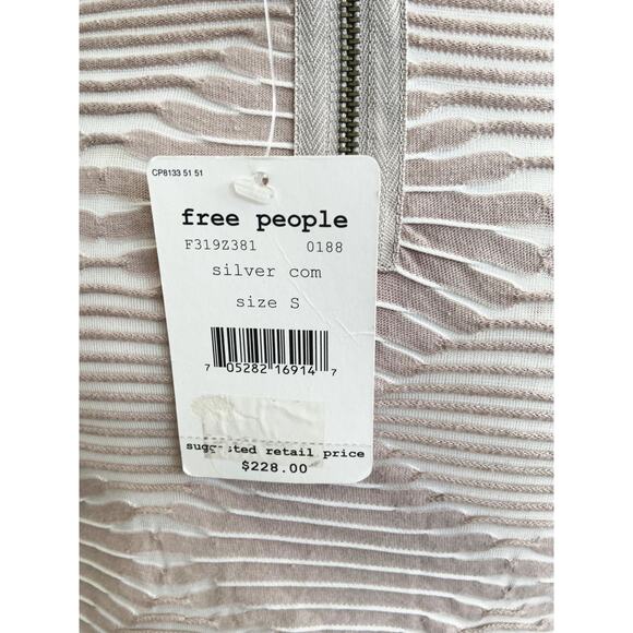 Free People New Romantics Bell Bodycon Dress Beige Low Back Zip Sz S NWT - Picture 6 of 9